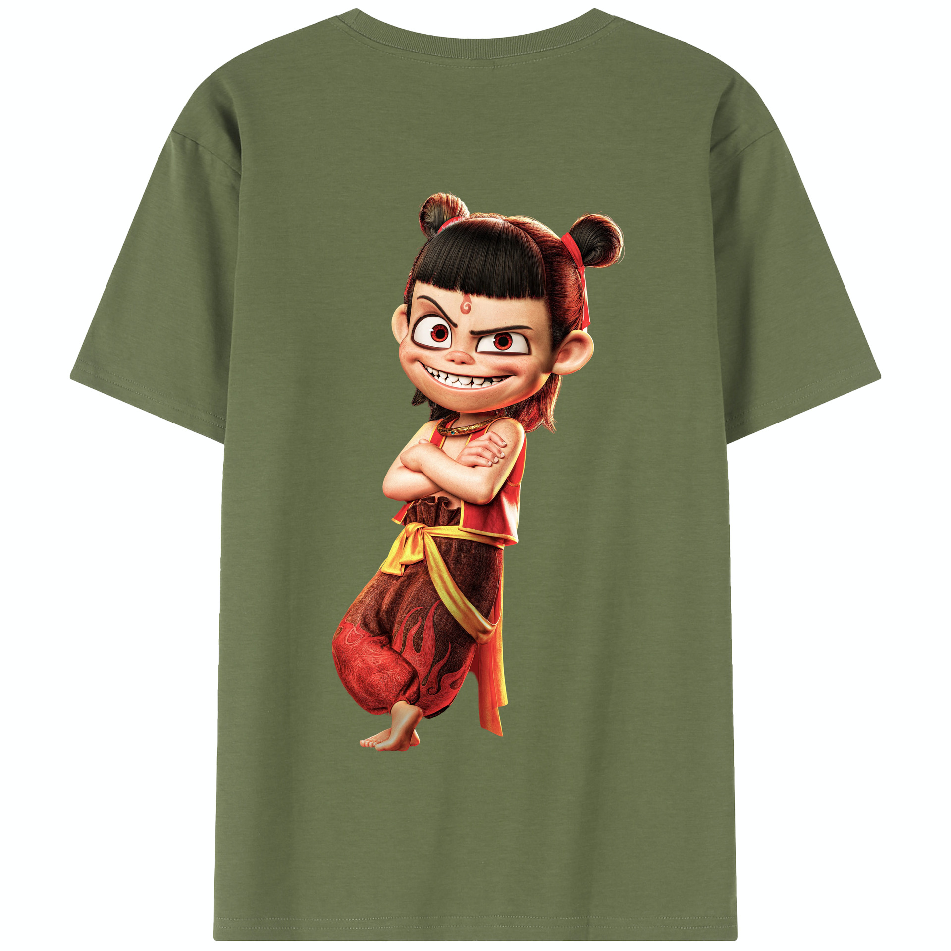 （画像用） Ne Zha 2 ナタ 魔童の大暴れ 綿100％半袖Tシャツ（背面プリント）